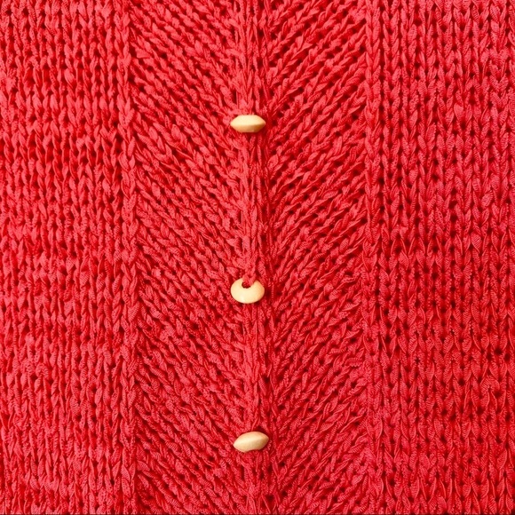 TanJay Coral Open Weave With Beading Detail V-Neck Sweater Women's Size Large - Picture 7 of 14